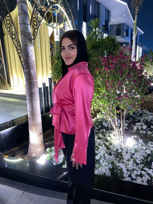 Criss Cross Satin Blouse