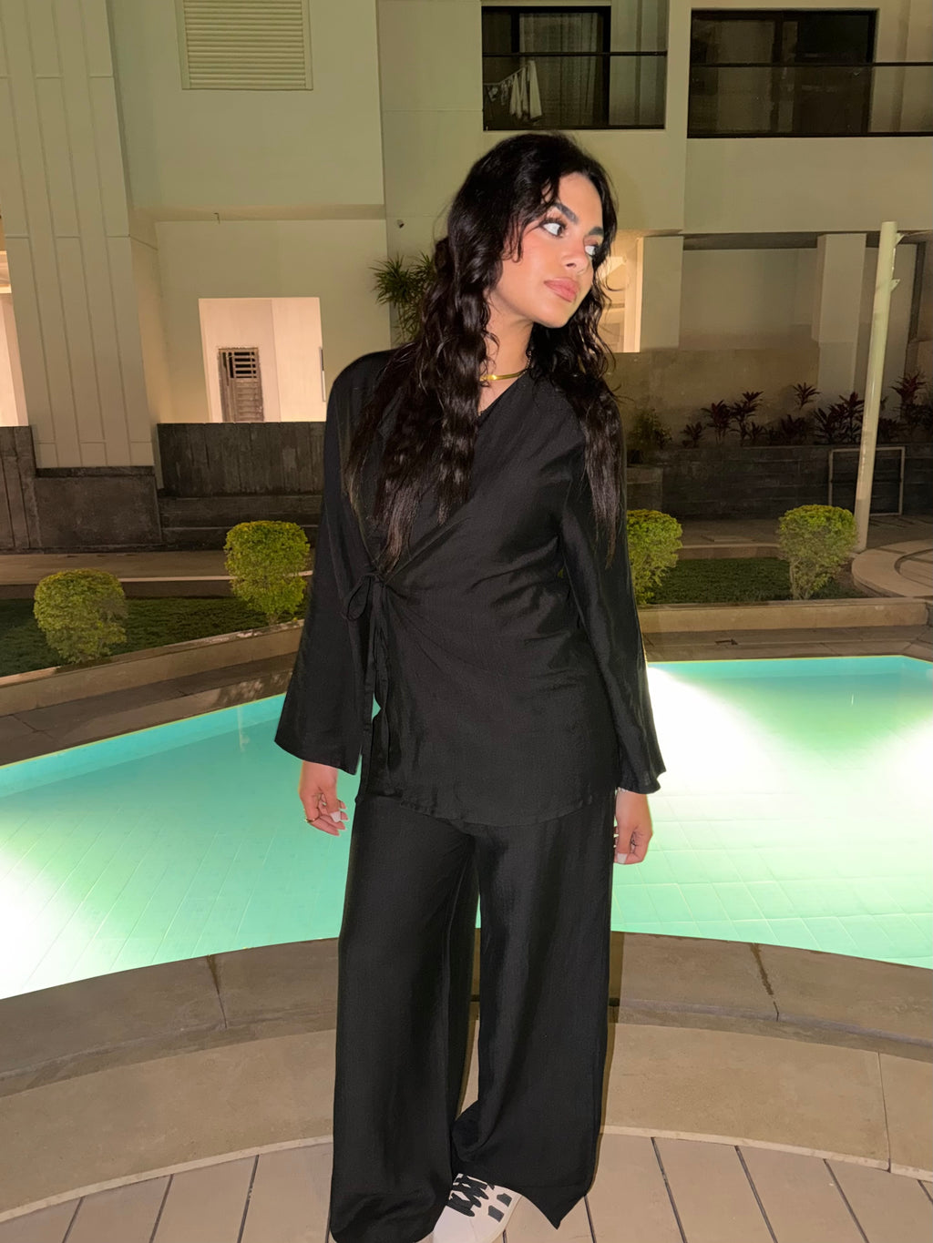 Wrap Linen Set - Black