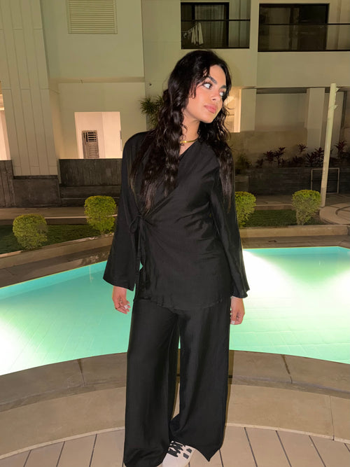 Wrap Linen Set - Black