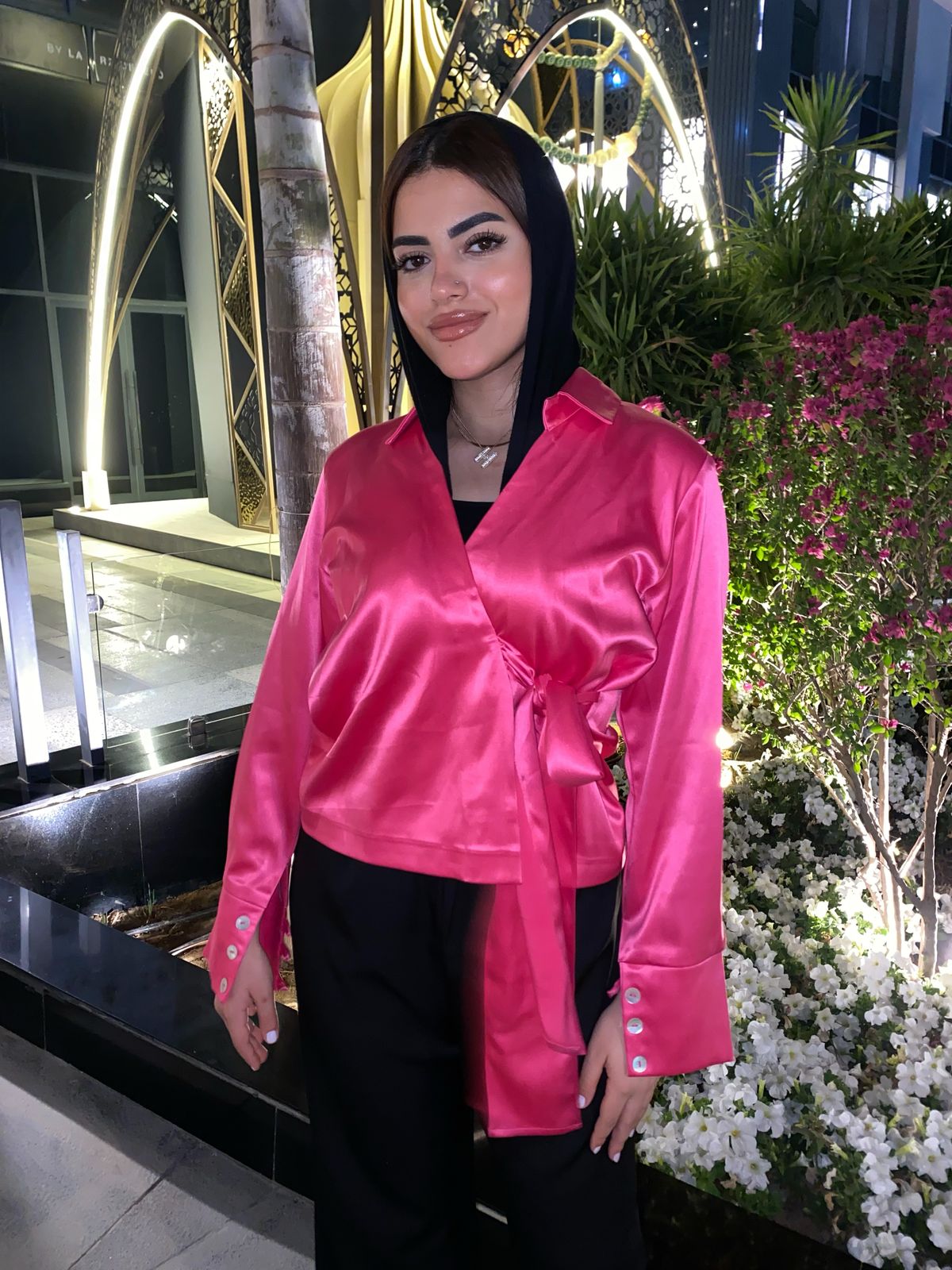 Criss Cross Satin Blouse