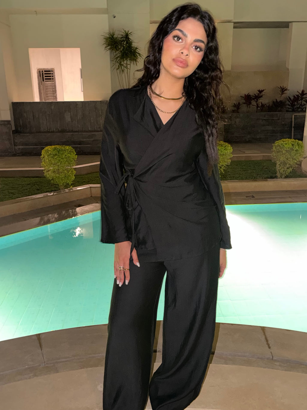 Wrap Linen Set - Black