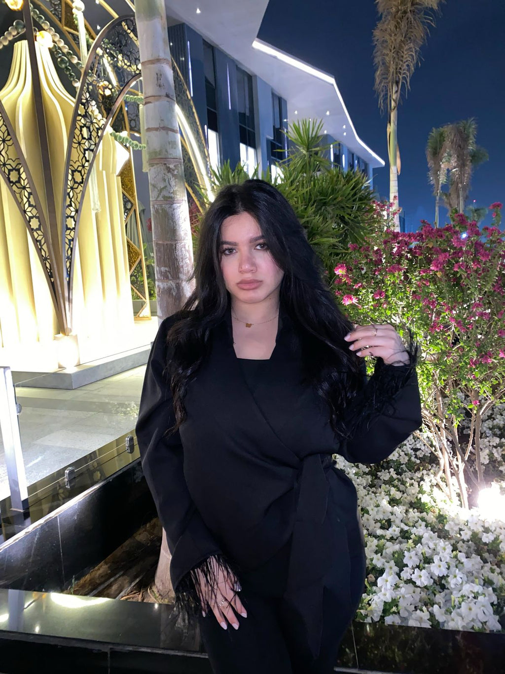 Black Feathered Criss-Cross blouse