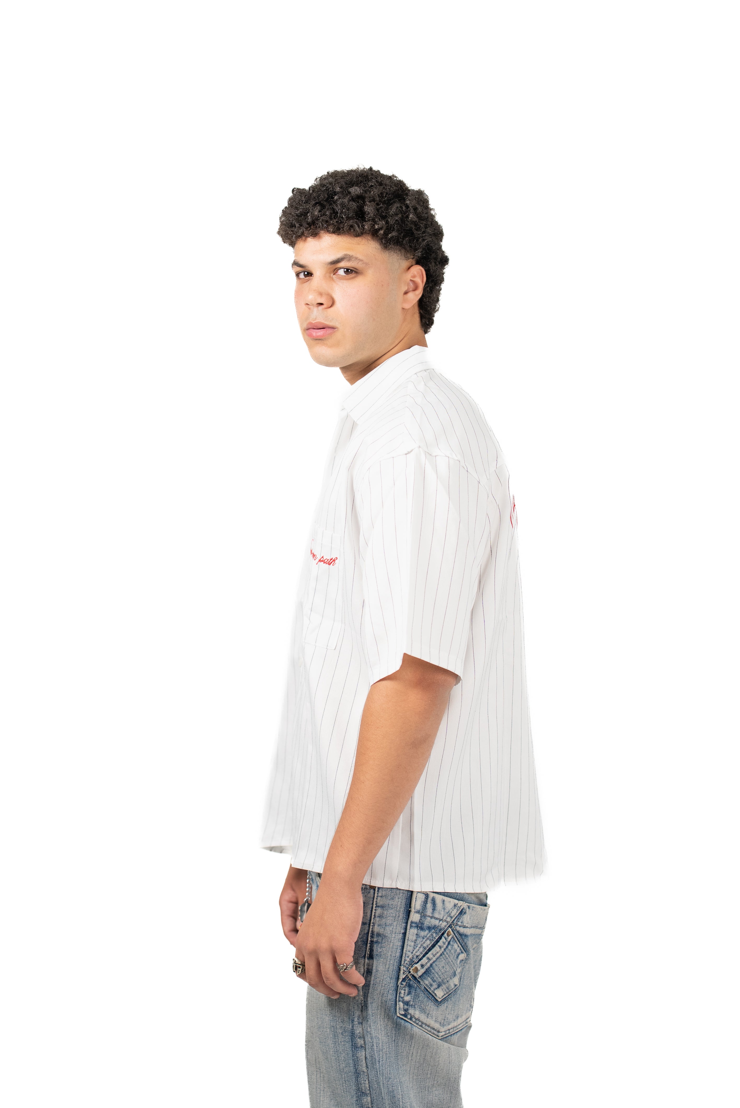 Boxy-Fit stripped shirt (white)