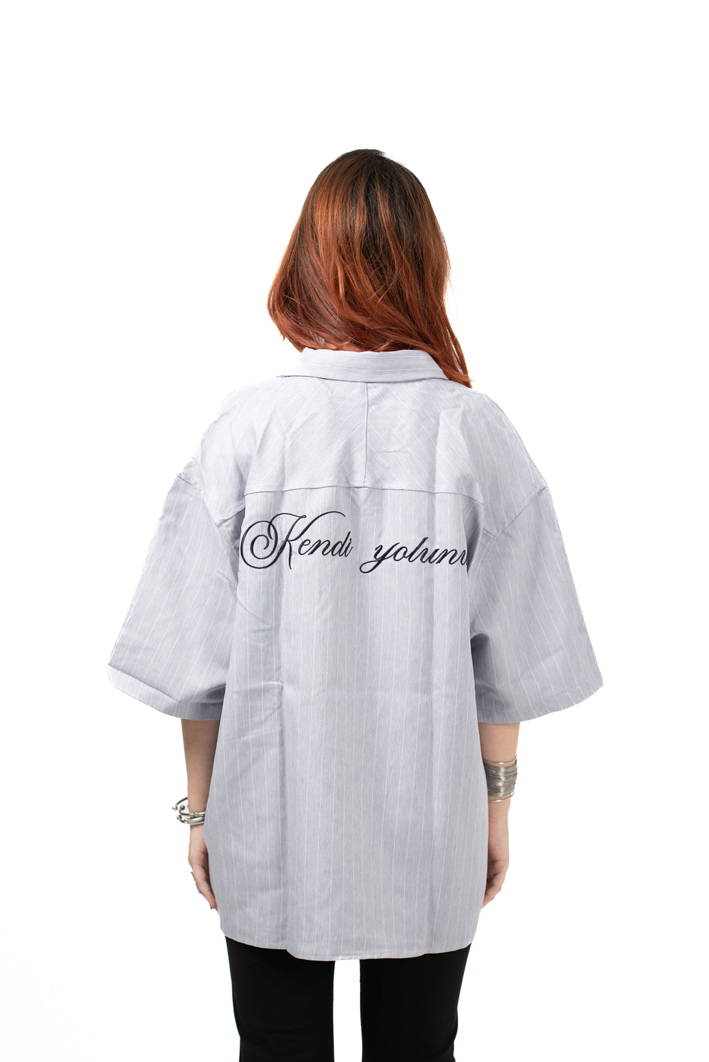 Boxy-Fit stripped shirt(Grey)