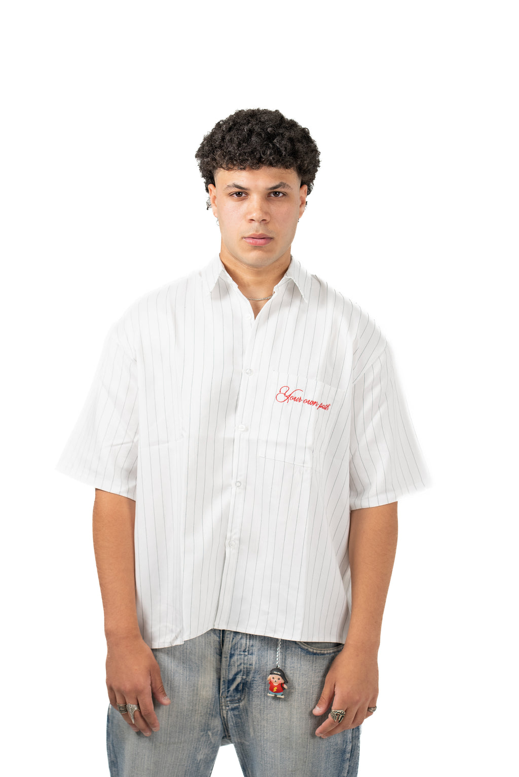 Boxy-Fit stripped shirt (white)