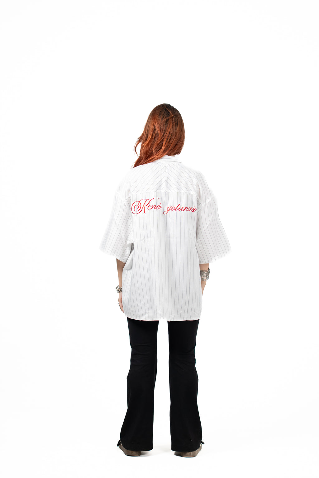 Boxy-Fit stripped shirt (white)