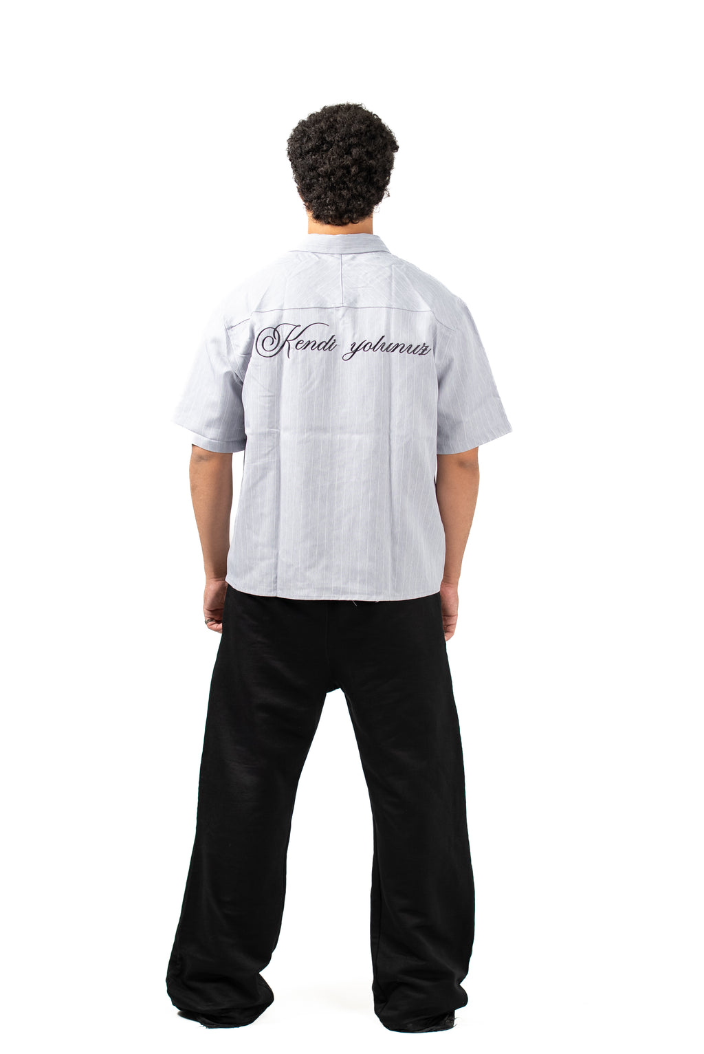 Boxy-Fit stripped shirt(Grey)